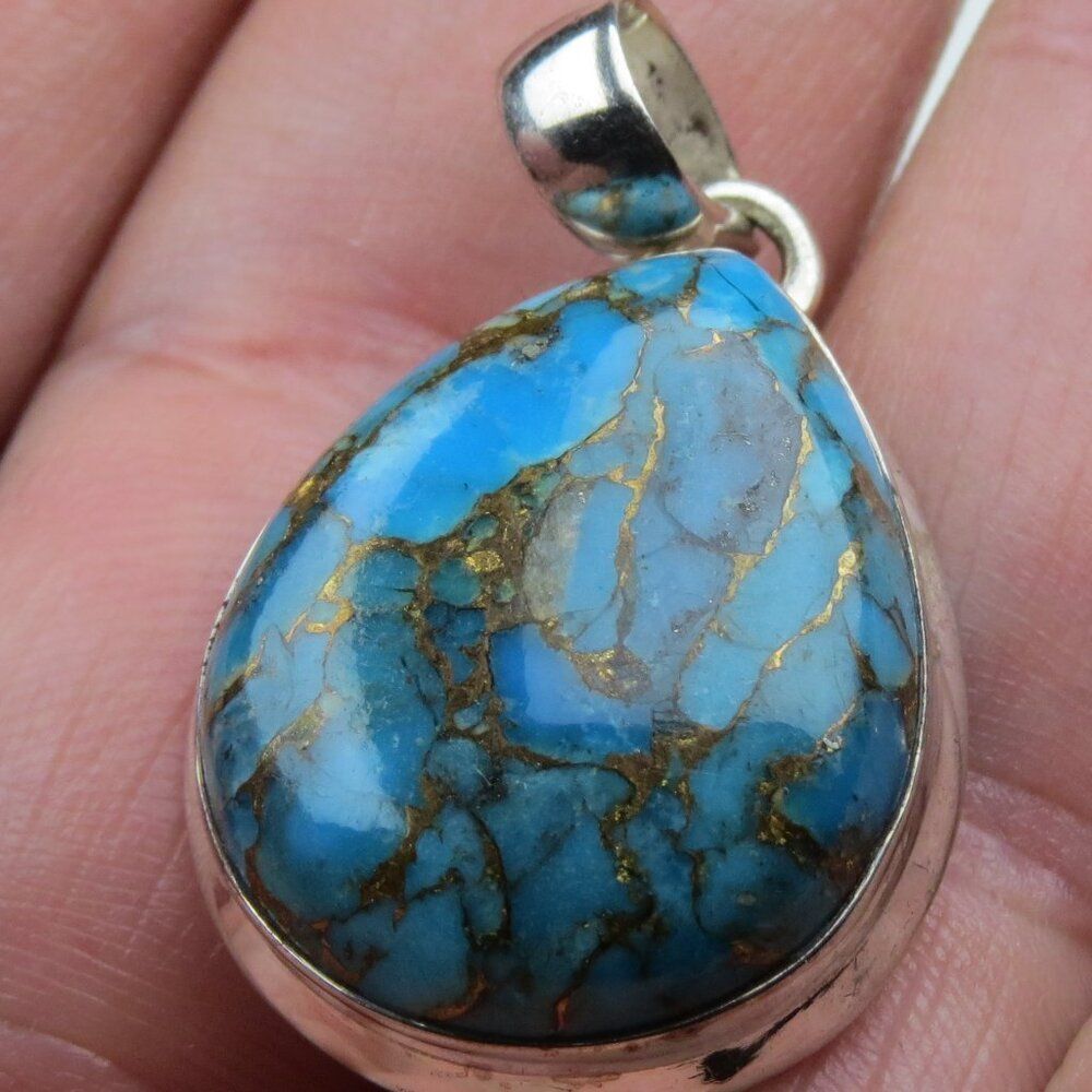 $300 Copper Turquoise Sterling Silver Pendent